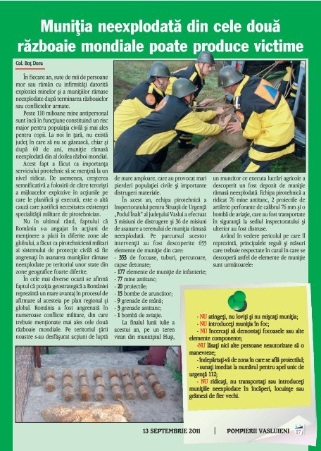 Revista "Pompierii Vasluieni" anul 2011 în format pdf - ISU Vaslui