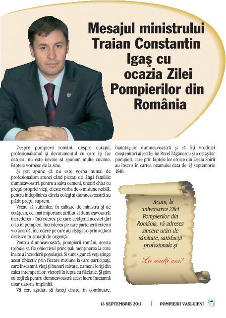 Revista "Pompierii Vasluieni" anul 2011 în format pdf - ISU Vaslui