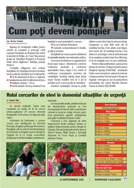 Revista "Pompierii Vasluieni" anul 2011 în format pdf - ISU Vaslui