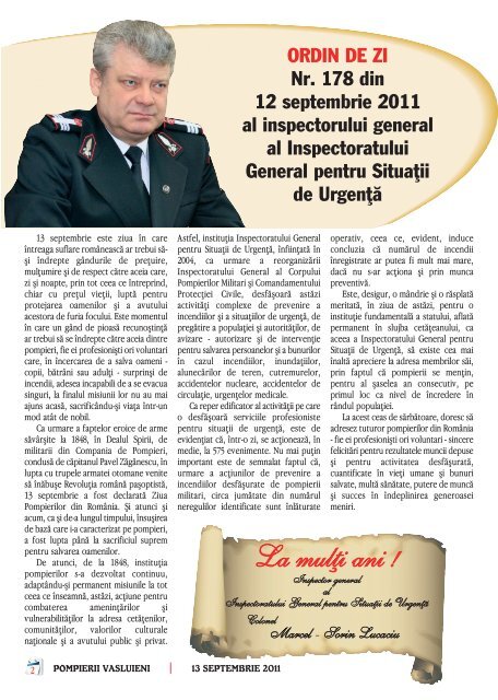 Revista "Pompierii Vasluieni" anul 2011 în format pdf - ISU Vaslui