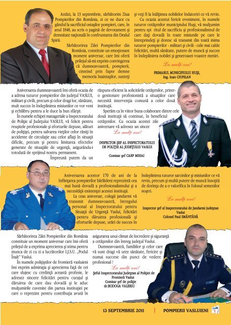 Revista "Pompierii Vasluieni" anul 2011 în format pdf - ISU Vaslui