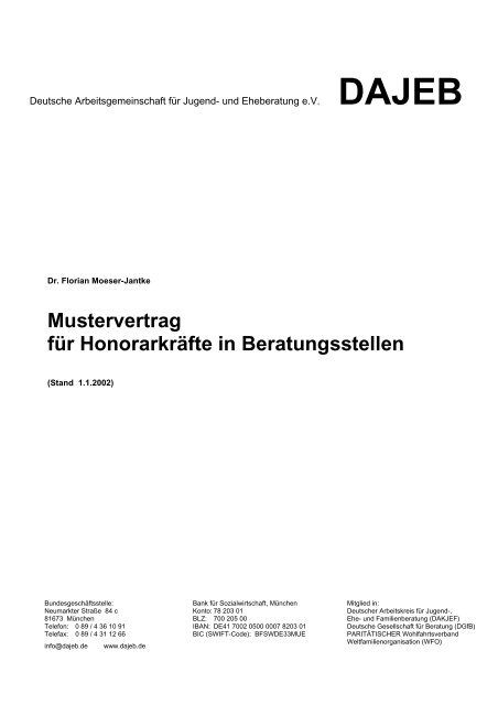 Mustervertrag für Honorarkräfte in Beratungsstellen - Deutsche ...
