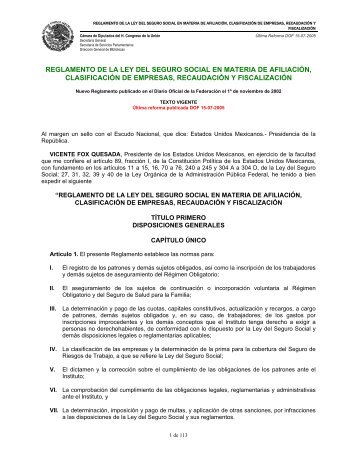 REGLAMENTO DE LA LEY DEL SEGURO SOCIAL EN ... - Liconsa