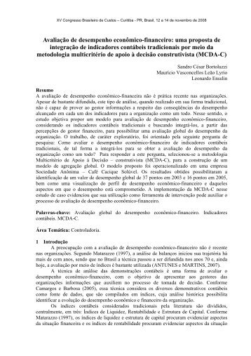 Avaliação de desempenho econômico-financeiro: uma ... - ieducorp