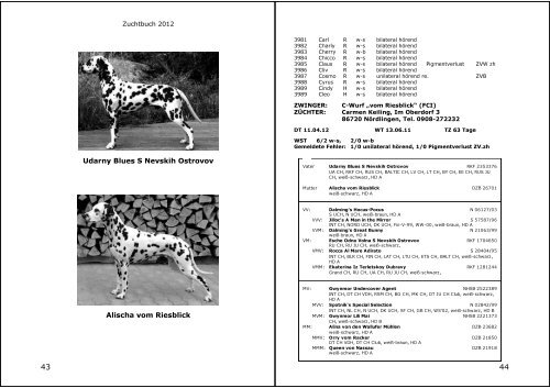 DVD-Zuchtbuch 2012 - Dalmatiner Verein Deutschland