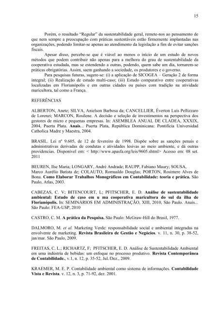 ANÁLISE DE SUSTENTABILIDADE: Estudo de caso em ... - Engema