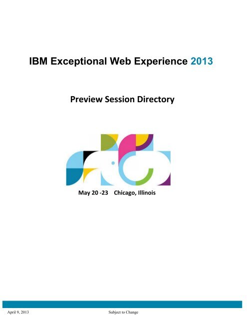 IBM Exceptional Web Experience 2013