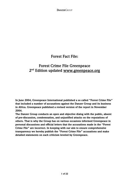 Forest Fact File: Forest Crime File Greenpeace 2nd Edition ... - Danzer