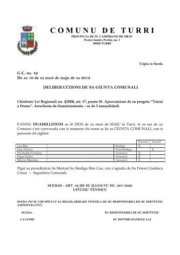 LA GIUNTA MUNICIPALE - Sa Bertula Antiga