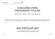 CONCURSO PARA PROFESSOR TITULAR ANO ESCOLAR 2007