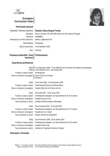 Europass Curriculum Vitae - Udipss de Santarém