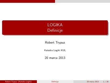 LOGIKA Definicje - Robert Trypuz