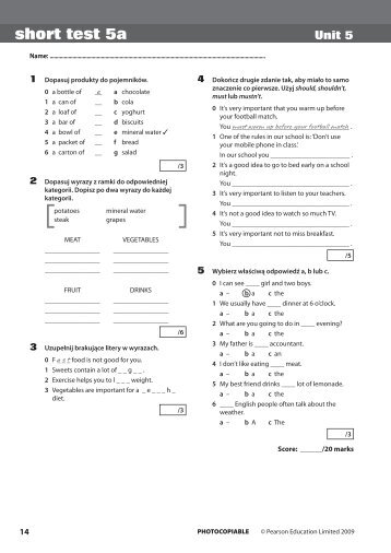 short test 5a Unit 5