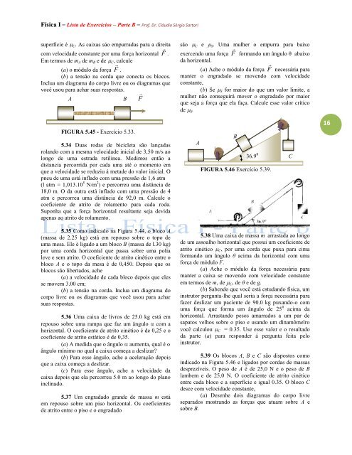 Física I – Lista de Exercícios – Parte B - Centro de Estudos Espaço