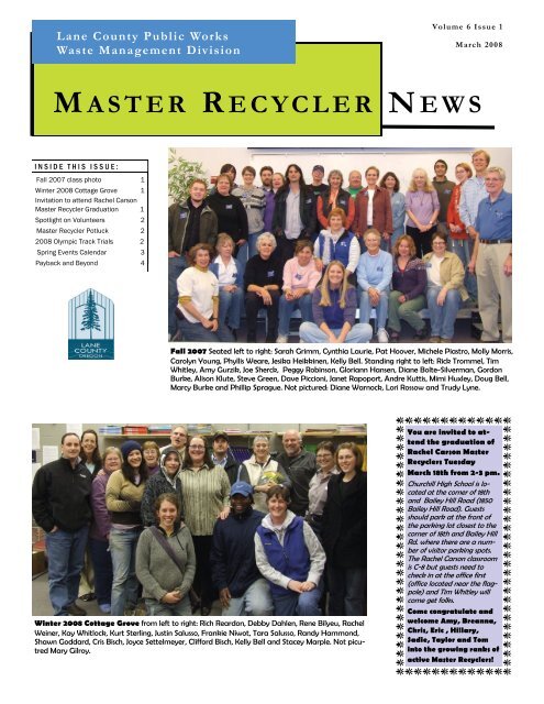 MASTER RECYCLER NEWS - Lane County, Oregon