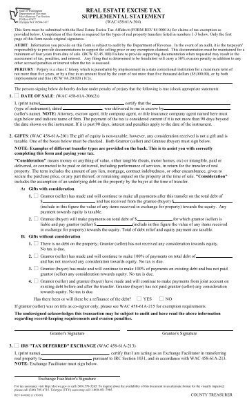 real estate excise tax supplemental statement - Chelan County