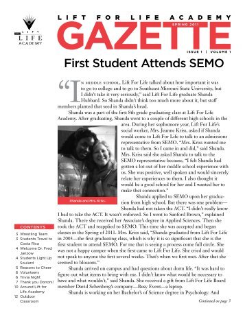 First Student Attends SEMO - Lift for Life Academy