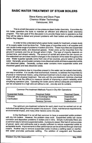 BASIC WATER TREATMENT OF STEAM BOILERS