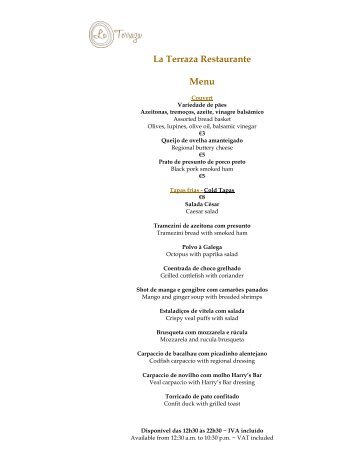 La Terraza Restaurante Menu - Hotéis Real
