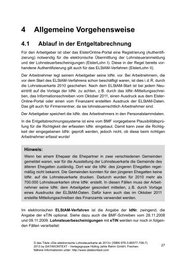 Die elektronische Lohnsteuerkarte ab 2013 - DATAKONTEXT