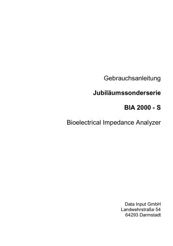 Gebrauchsanleitung BIA 2000-S - Data-input.de