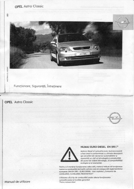 Manual utilizare Opel Astra G