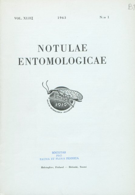 NOTULAE ENTOMOLOGICAE - Helda