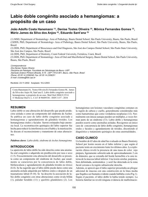 Labio doble congénito asociado a hemangiomas: a propósito de un ...