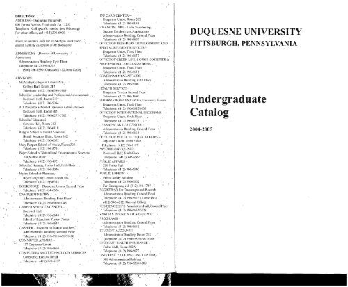 2004-2005 Undergraduate Course Catalog - Duquesne University