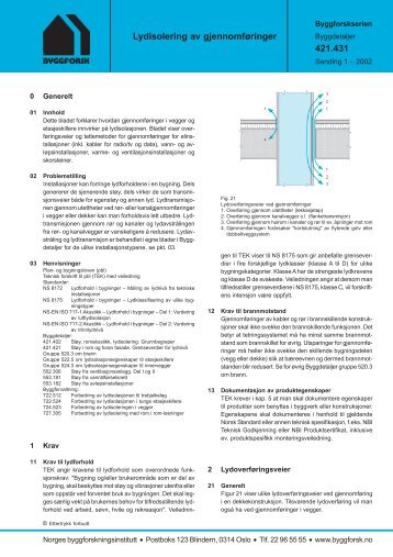 Lydisolering av gjennomføringer 421.431 - AVforum