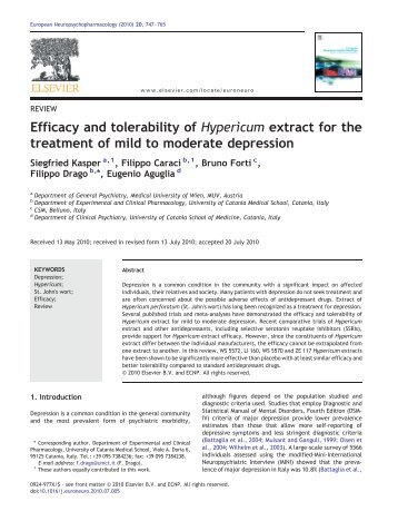 Efficacy and tolerability of Hypericum extract for the ... - Livar.net