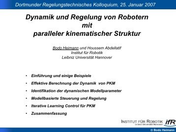 Dynamik und Regelung von Robotern mit paralleler kinematischer ...