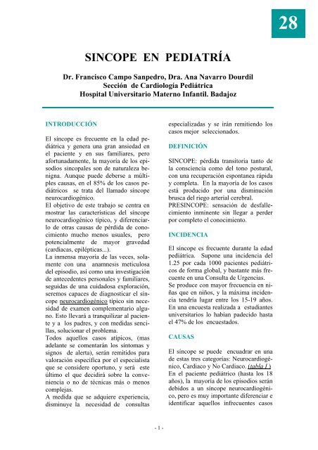 SINCOPE EN PEDIATRÍA - Asociación Española de Pediatría