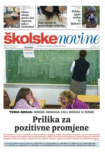 Pokla- njati treba iz ljubavi TEMA BROJA: KRIZA ... - Školske Novine