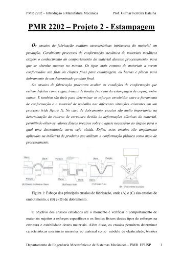 PMR 2202 – Projeto 2 - Estampagem