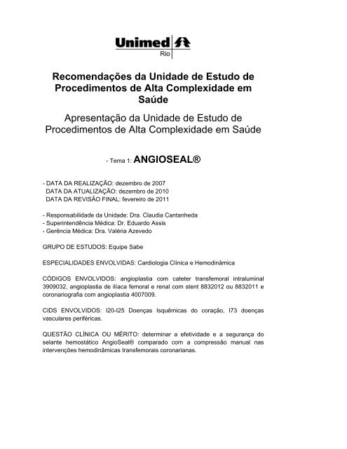 Angioseal - Unimed-Rio