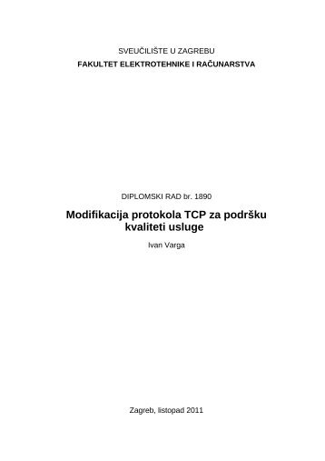 Modifikacija protokola TCP za podršku kvaliteti usluge - Zemris