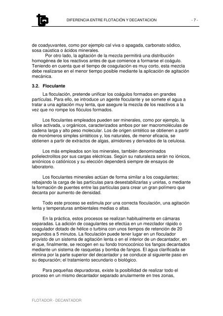 DIFERENCIAS ENTRE DECANTACION Y FLOTACION.pdf - tecexsa