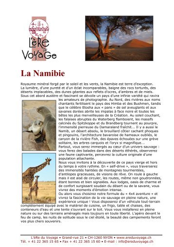 NAMIBIE - Flyer _MAR2012_ - L'ère du voyage