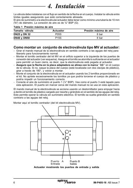 Purga de fondo de caldera ABV 20 P 1. Información ... - Spirax Sarco