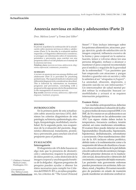 Anorexia nerviosa en niños y adolescentes ... - Maudsley Parents