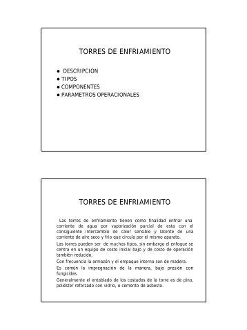 TORRES DE ENFRIAMIENTO TORRES DE ... - Web del Profesor