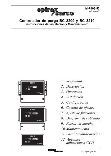 Controlador de purga BC3200 Y BC3210 - Spirax Sarco