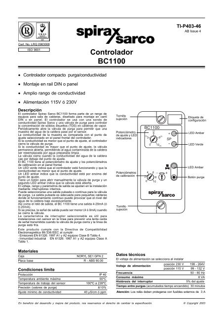 Controlador BC1100 - Spirax Sarco