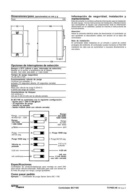 Controlador BC1100 - Spirax Sarco