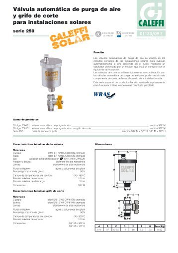 Válvula automática de purga de aire con grifo - Caleffi