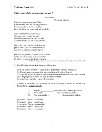 Vestibular Ibmec 2006_1 Análise Verbal – Prova B ... - Apoio Escola