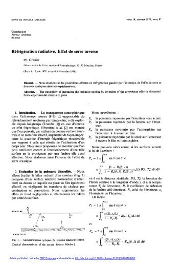 Réfrigération radiative. Effet de serre inverse - HAL