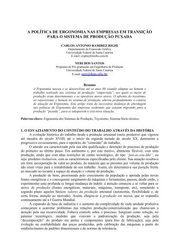 a política de ergonomia nas empresas em transição para o sistema ...