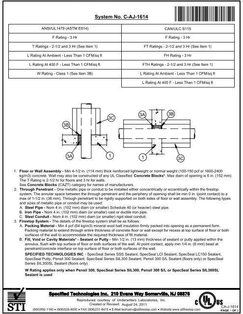 C-AJ-1614 - STI - Specified Technologies Inc